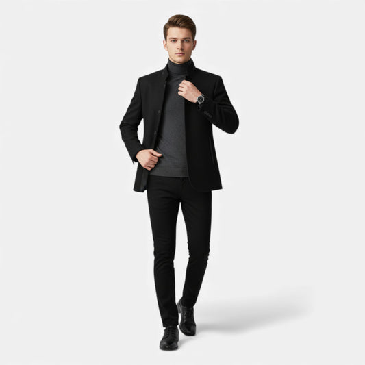 Elorainemode | Men’s Stand-Collar Wool Jacket – Heritage Mandarin Tailoring