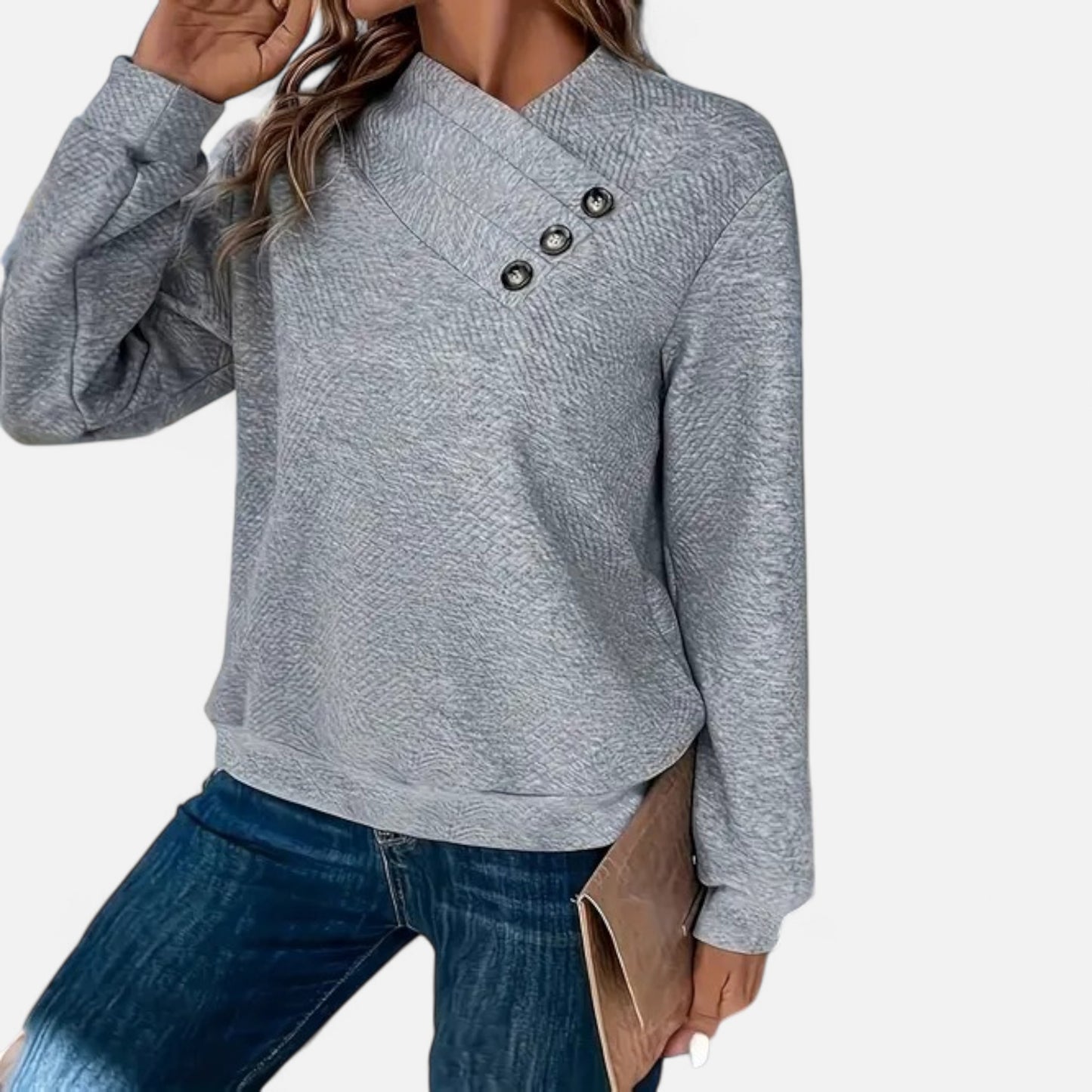 Elorainemode | Women’s Top – Asymmetric Winter Elegance