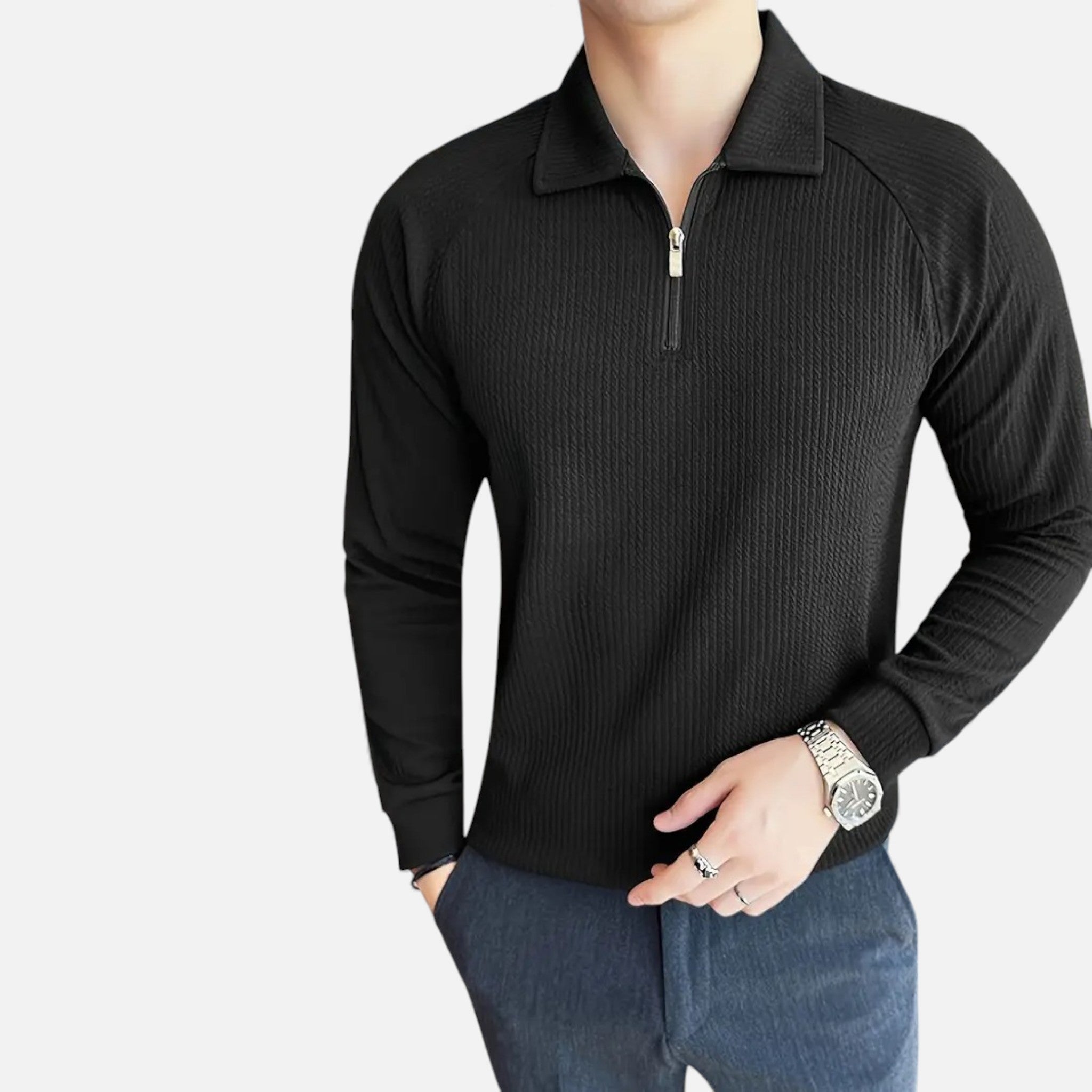 Elorainemode | Men’s Quarter-Zip Jumper – Casual Winter Elegance