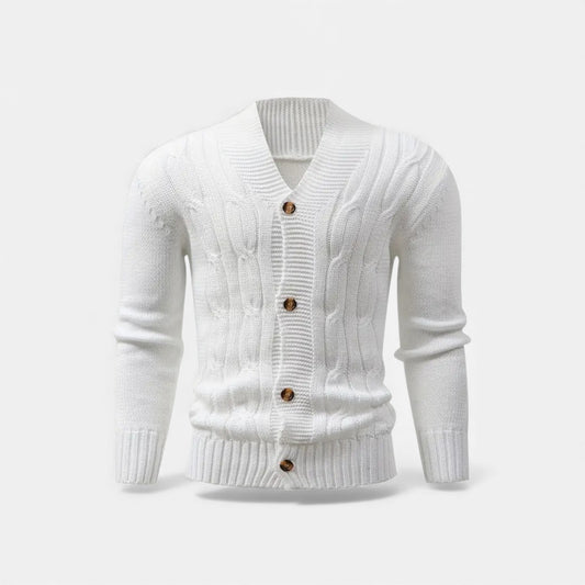 Elorainemode | Men’s Cardigan – Classic Elegance with a Notched Collar