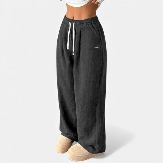 Eloraine fashion | Women's Drawstring Wide‑Leg Trousers – Quiet Leisure