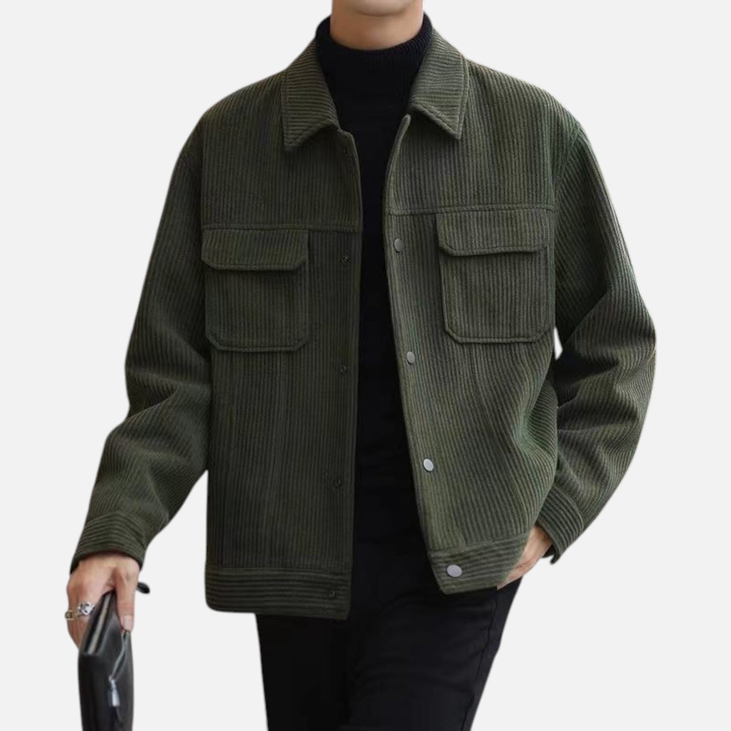 Elorainemode | Men’s Corduroy Overcoat – Ivy League Texture