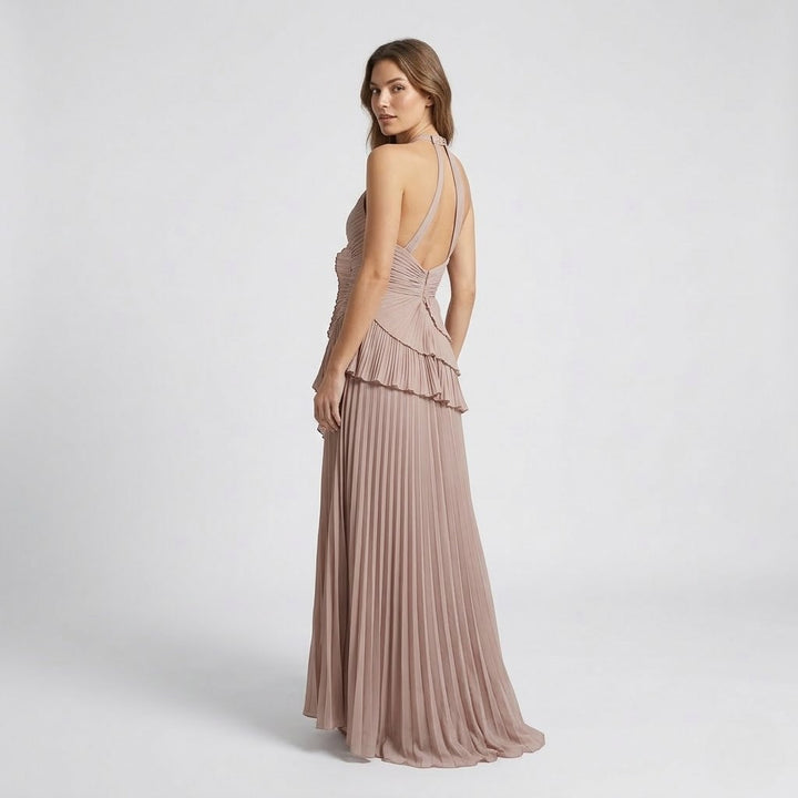 Women’s Ruffled Maxi Dress Elegant Sleeveless Evening Wear