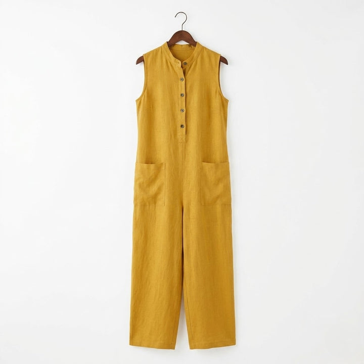Women’s Linen-Blend Sleeveless Jumpsuit – Minimalist Ease