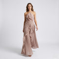 Women’s Ruffled Maxi Dress Elegant Sleeveless Evening Wear