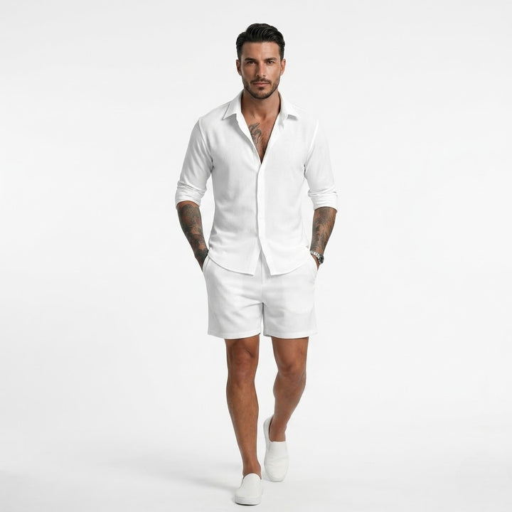 Men’s Refined Summer Shirt and Shorts Ensemble