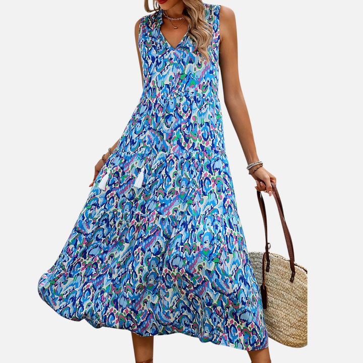 Women’s Sleeveless Maxi Dress – Bohemian Summer Flow