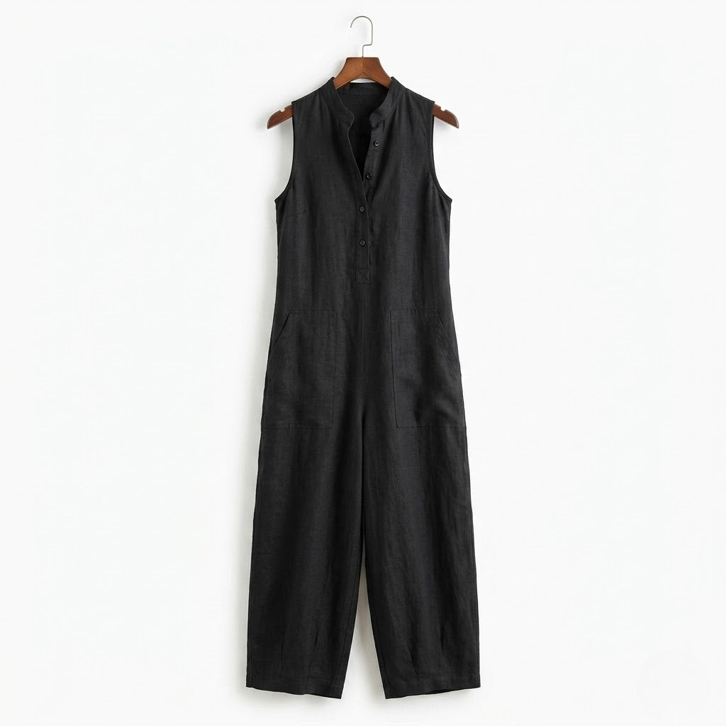 Women’s Linen-Blend Sleeveless Jumpsuit – Minimalist Ease