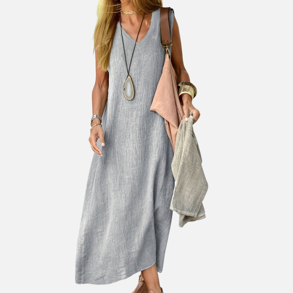 Women’s Sleeveless Maxi Dress – Lightweight A-Line Flow