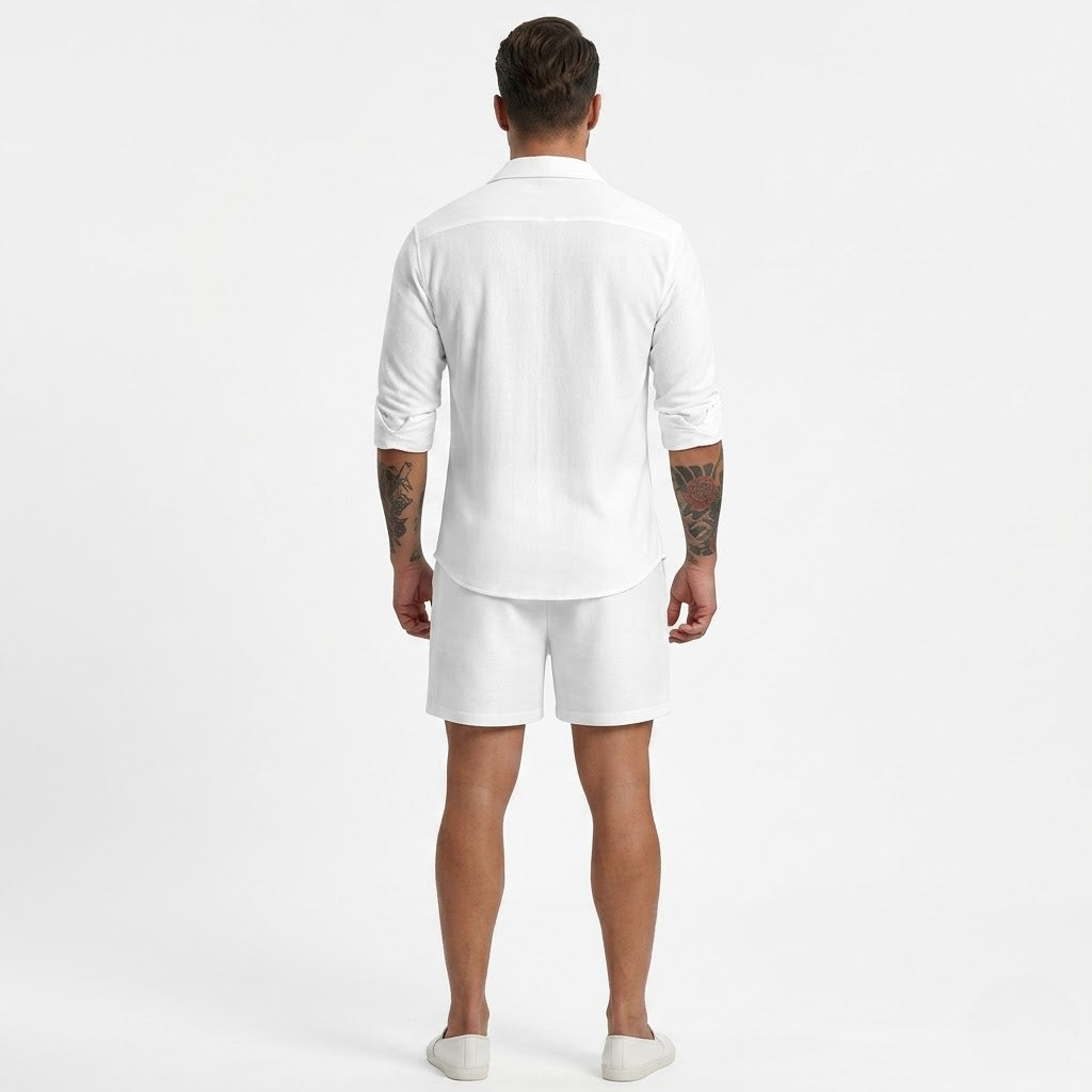 Men’s Refined Summer Shirt and Shorts Ensemble
