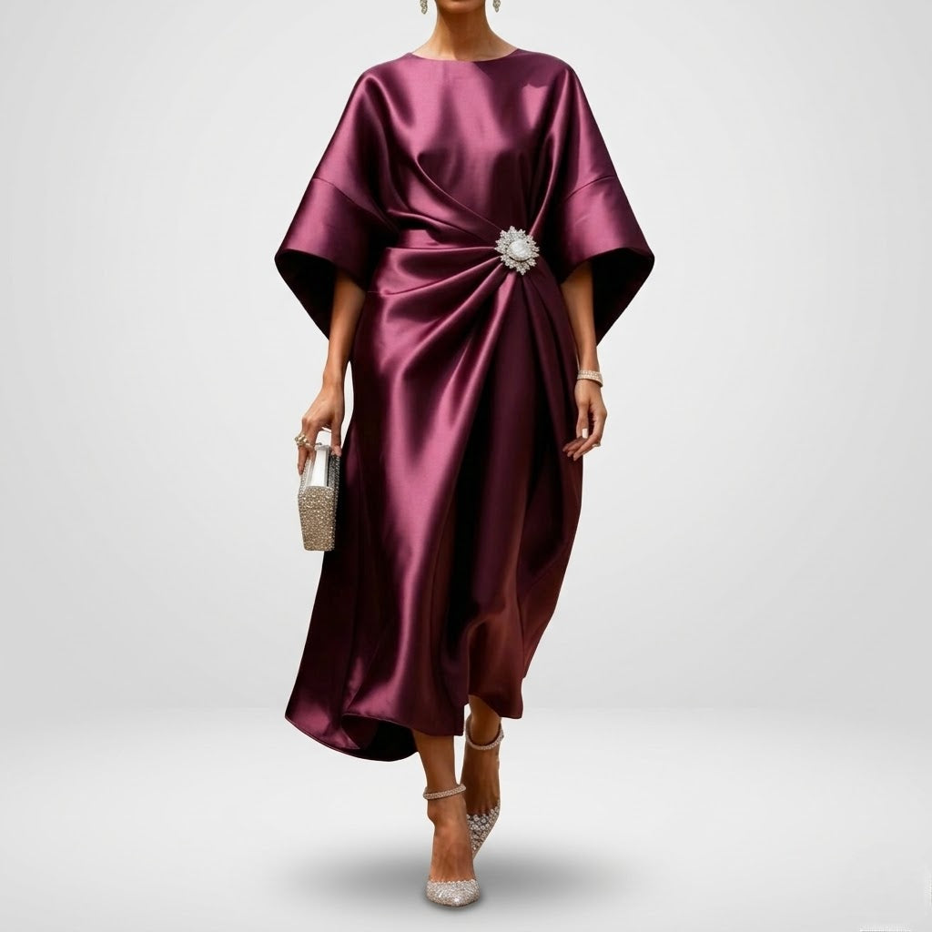 Women’s Satin Maxi Dress Lightweight Wide Sleeve Party Dress