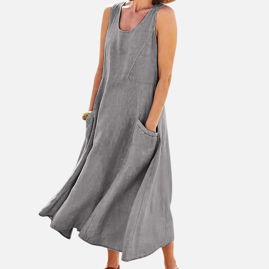 Women’s Sleeveless Midi Dress – Relaxed Seasonal Flow