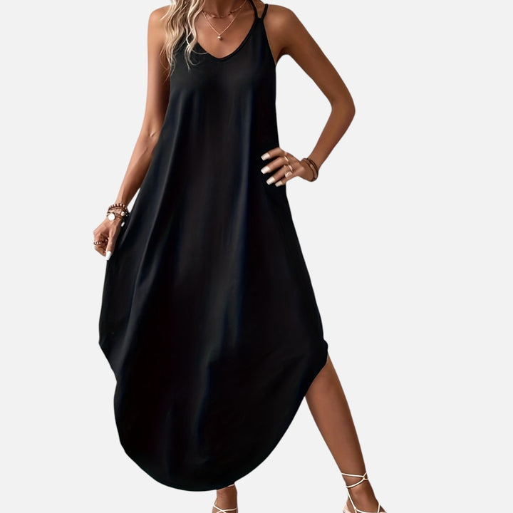 Women’s Suspender Maxi Dress – Minimalist Elegance