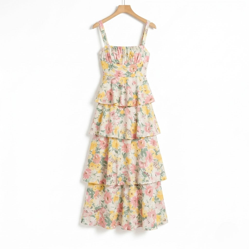 Women’s Printed Layered Slip Maxi Dress