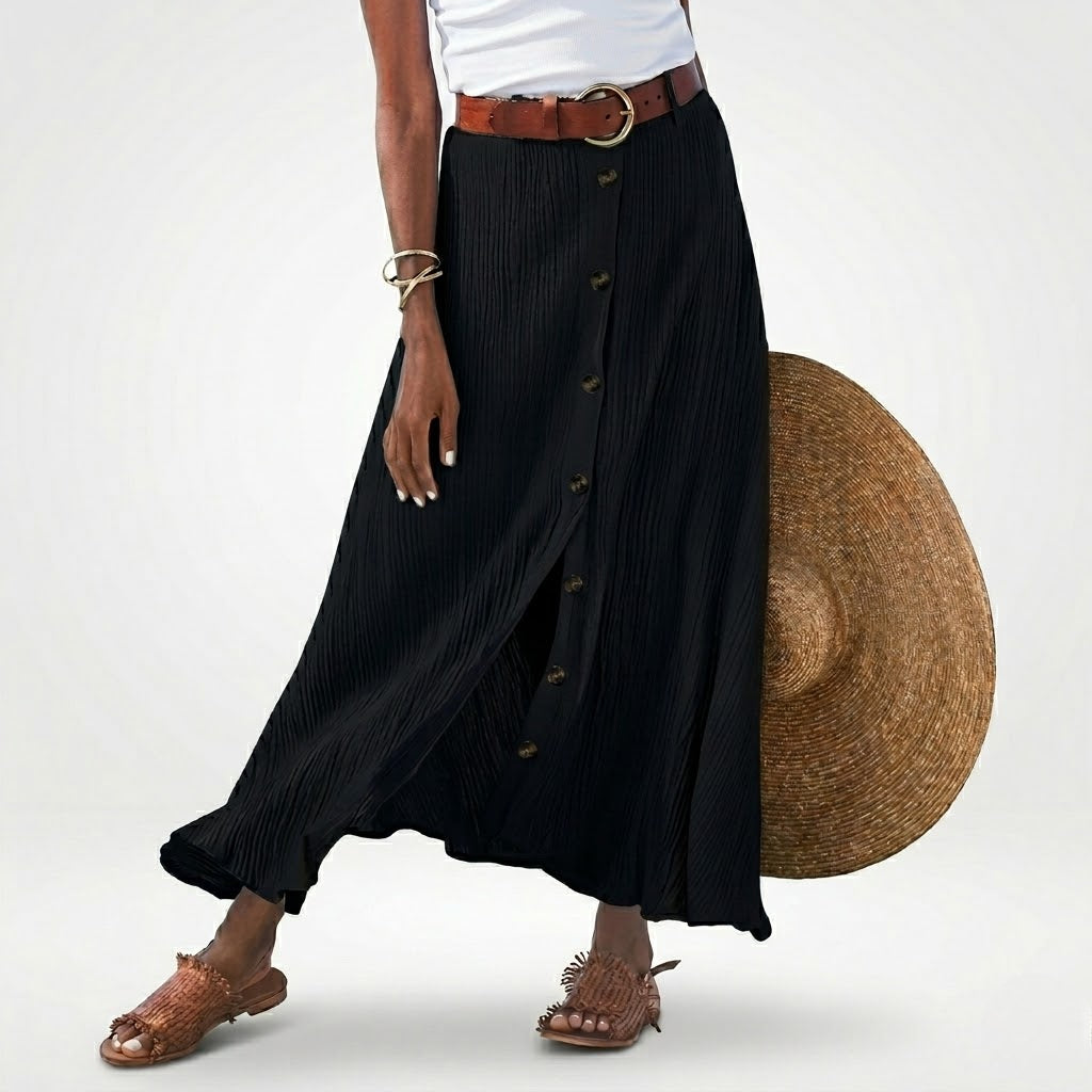 Women’s Elegant Midi Skirt with Front Slit – Tailored Fit