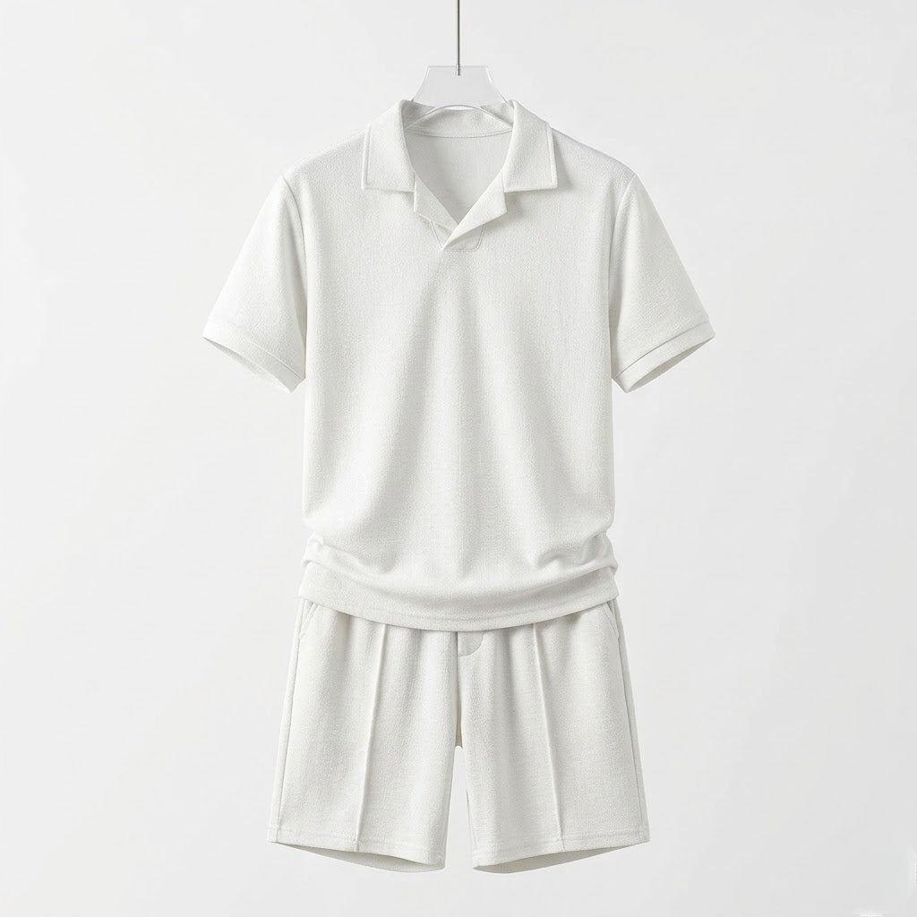 Men’s Refined Polo Shirt and Shorts Ensemble