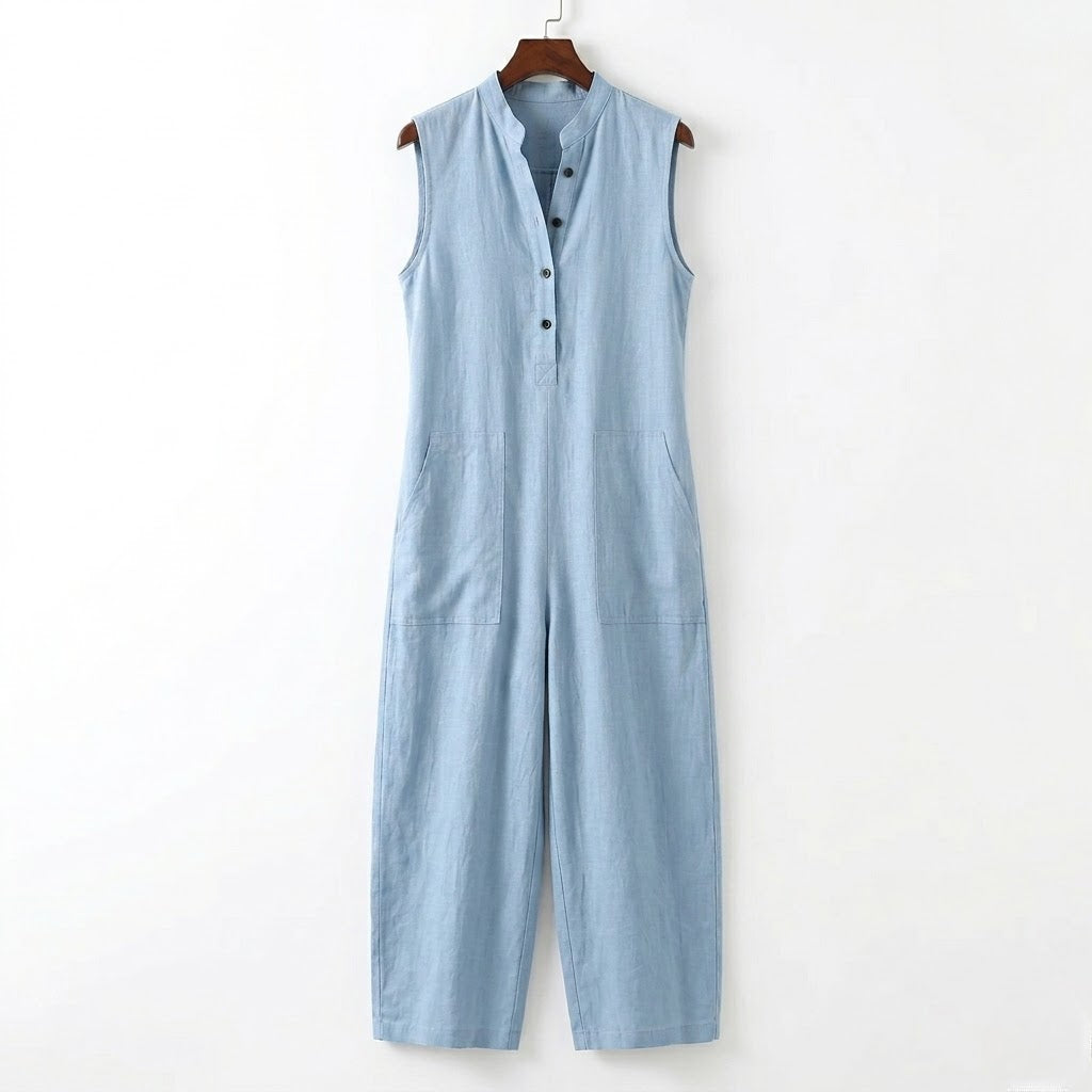 Women’s Linen-Blend Sleeveless Jumpsuit – Minimalist Ease