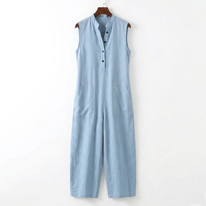 Women’s Linen-Blend Sleeveless Jumpsuit – Minimalist Ease