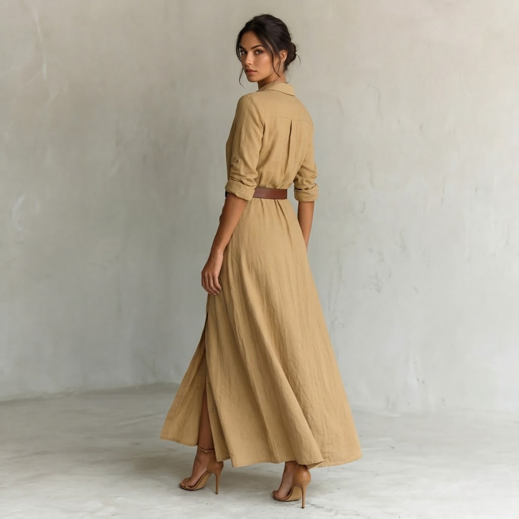 Women’s Formal Wrap Maxi Dress Long Sleeve Slim Fit