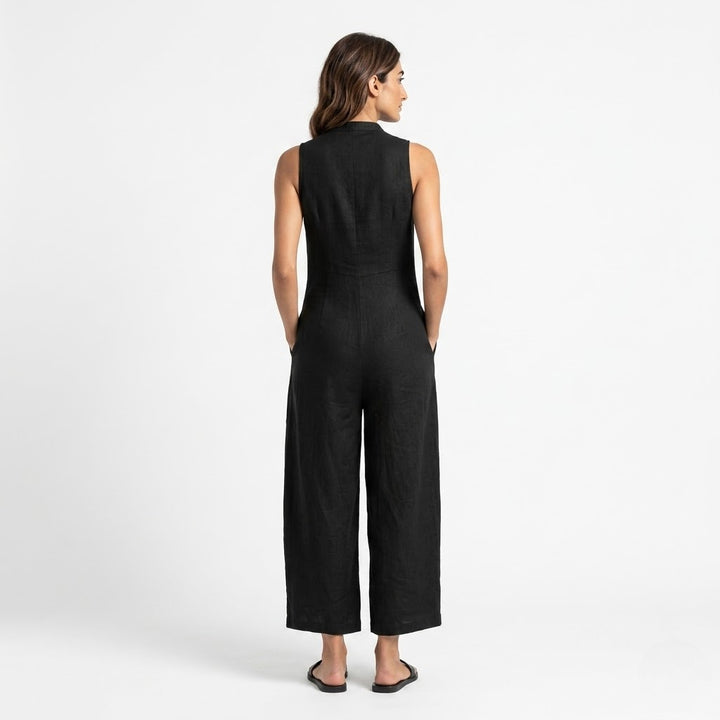 Women’s Linen-Blend Sleeveless Jumpsuit – Minimalist Ease