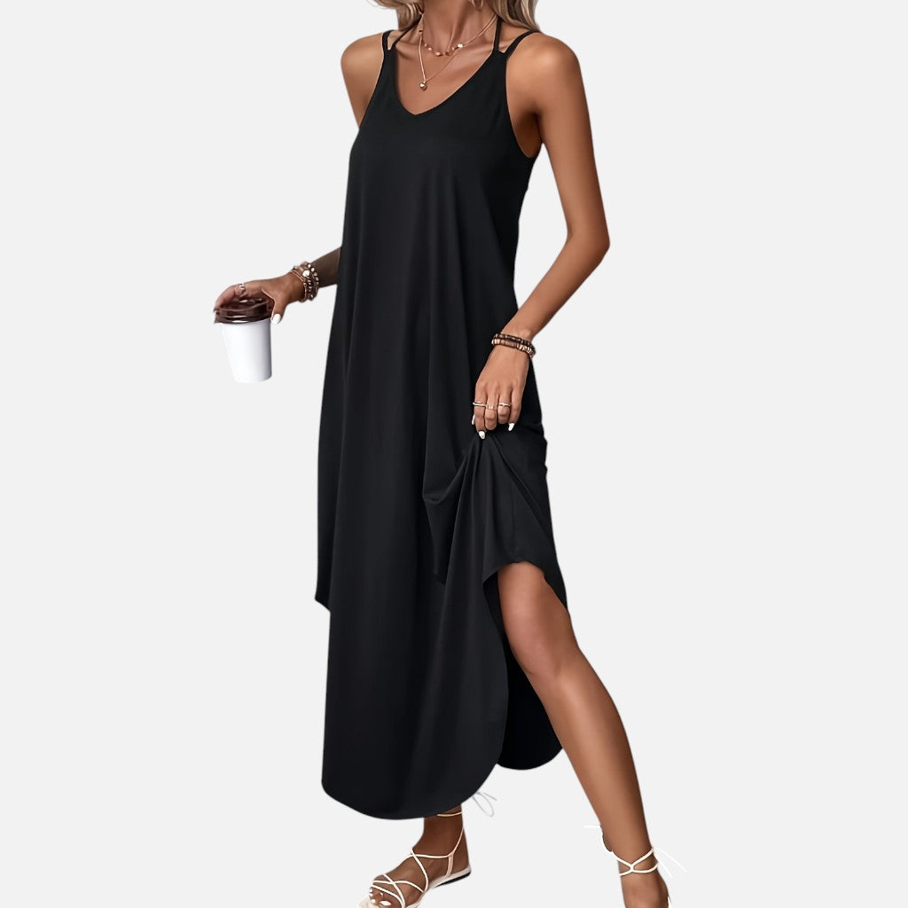 Women’s Suspender Maxi Dress – Minimalist Elegance