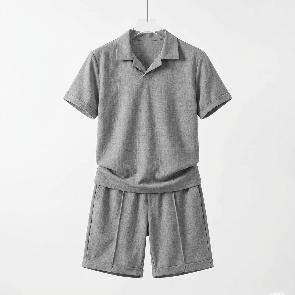 Men’s Refined Polo Shirt and Shorts Ensemble