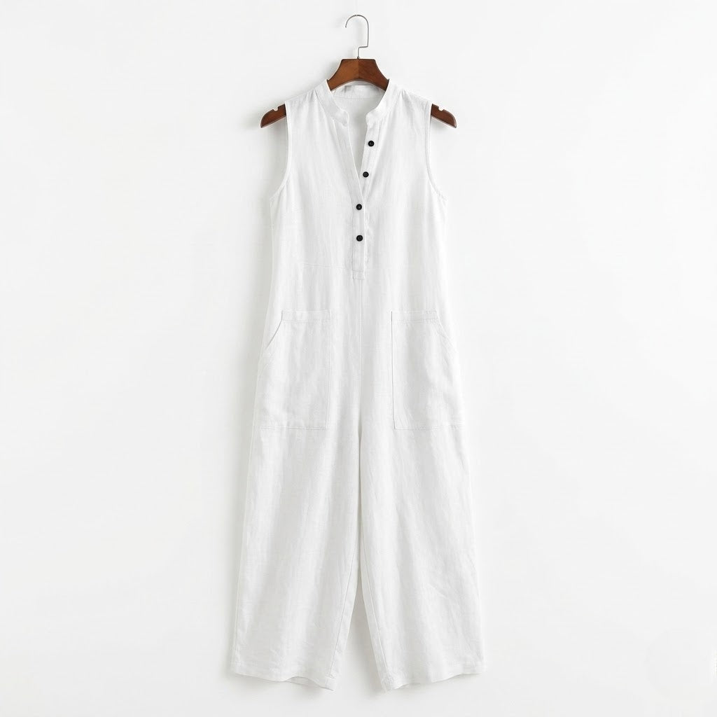 Women’s Linen-Blend Sleeveless Jumpsuit – Minimalist Ease