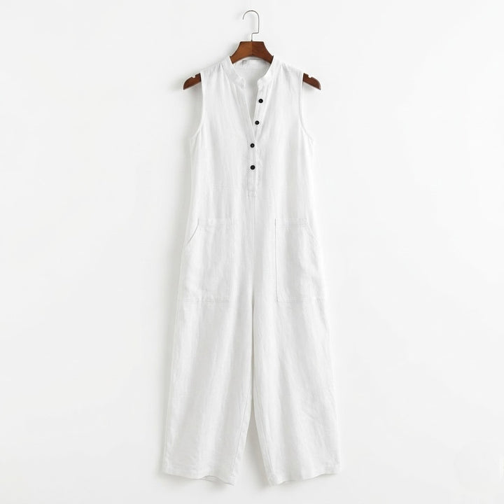 Women’s Linen-Blend Sleeveless Jumpsuit – Minimalist Ease
