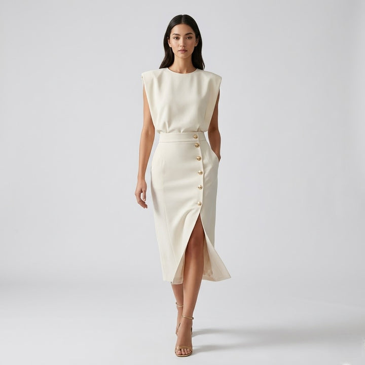 Women’s Casual Elegant Midi Dress Side Slit Party Wear