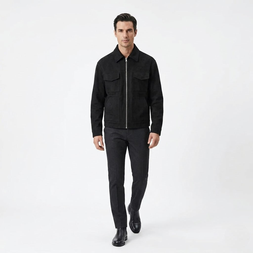 Men’s Suede Utility Jacket – Mayfair Signature Style