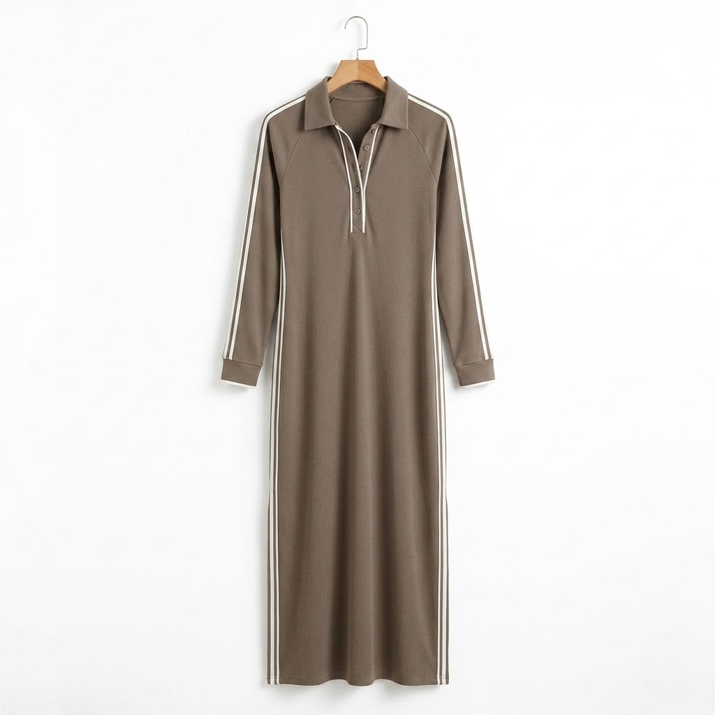 Women’s Button-Down Collar Maxi Dress – Refined Minimalism