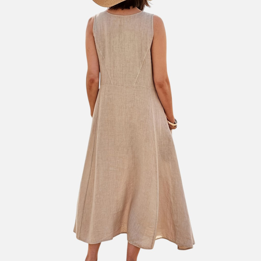 Women’s Sleeveless Midi Dress – Relaxed Seasonal Flow