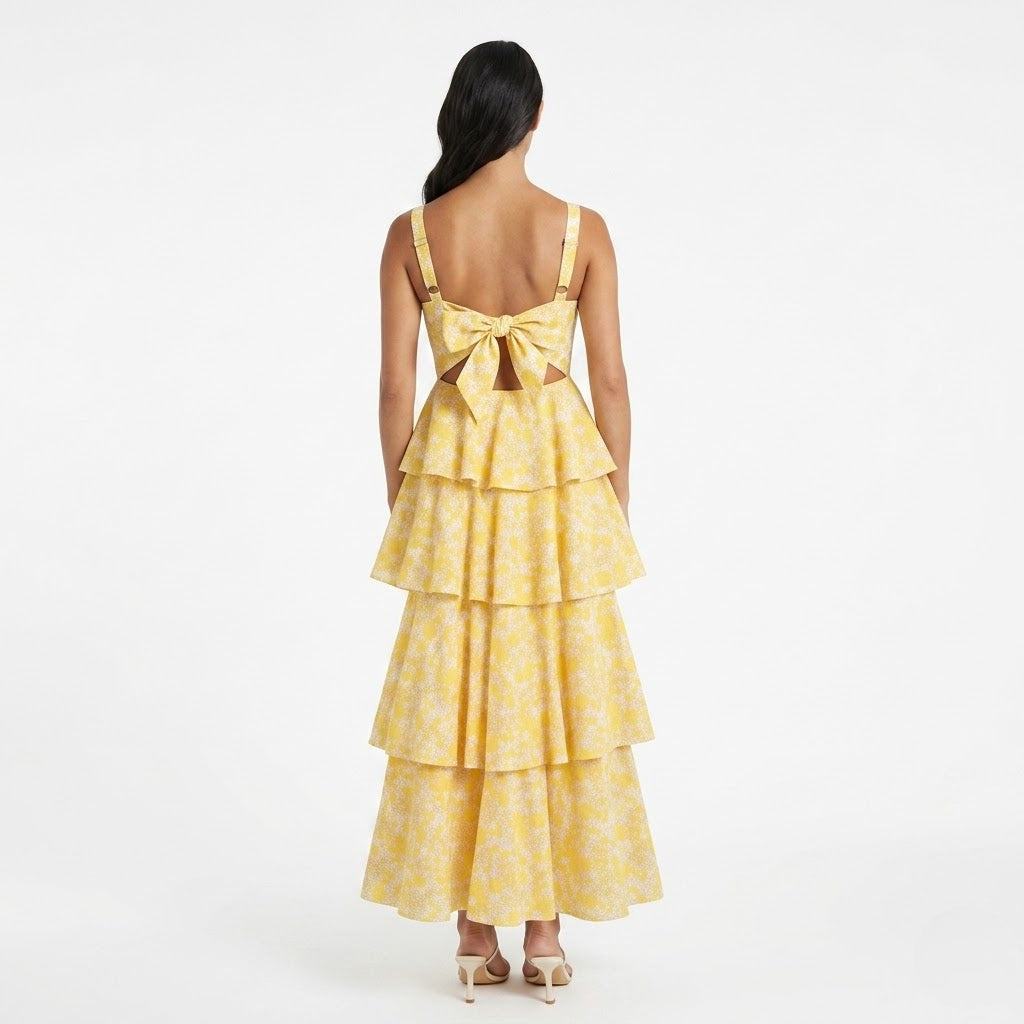Women’s Printed Layered Slip Maxi Dress