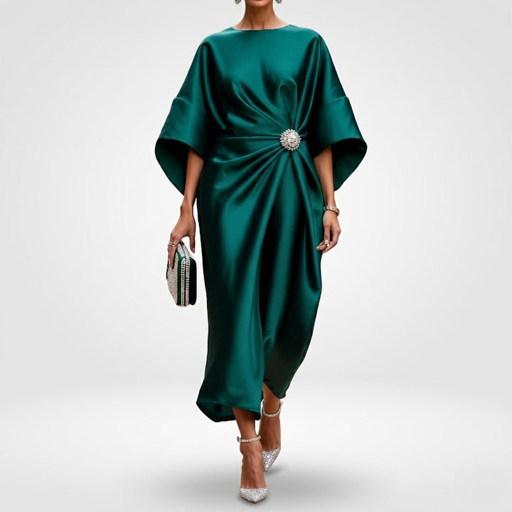Women’s Satin Maxi Dress Lightweight Wide Sleeve Party Dress