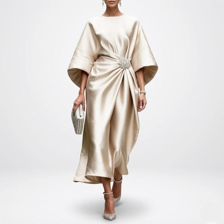 Women’s Satin Maxi Dress Lightweight Wide Sleeve Party Dress