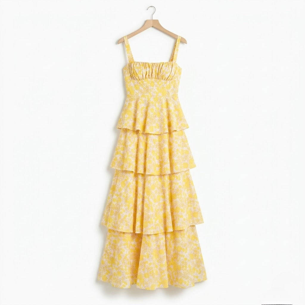 Women’s Printed Layered Slip Maxi Dress