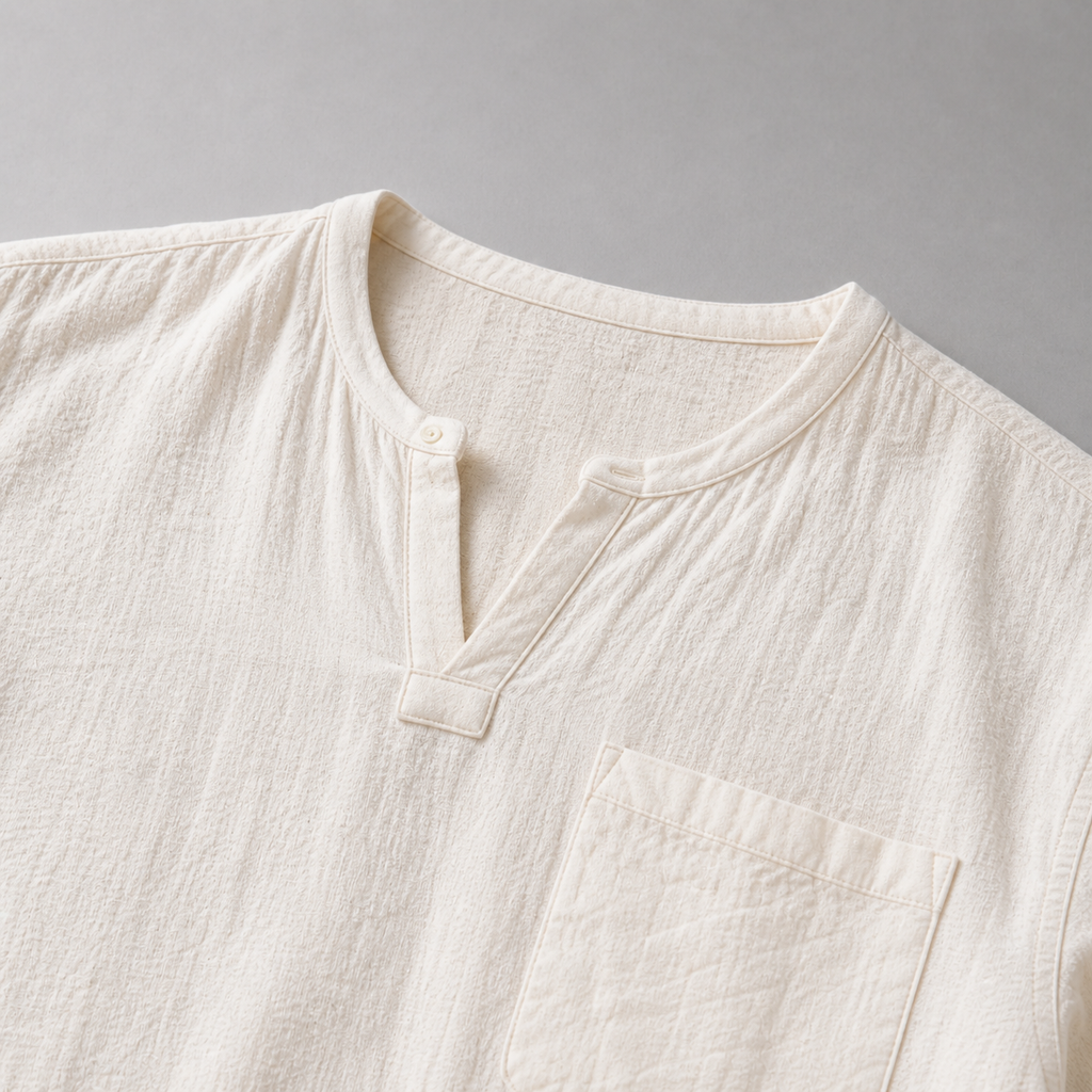 Men’s Linen V‑Neck Shirt – Riviera Heritage