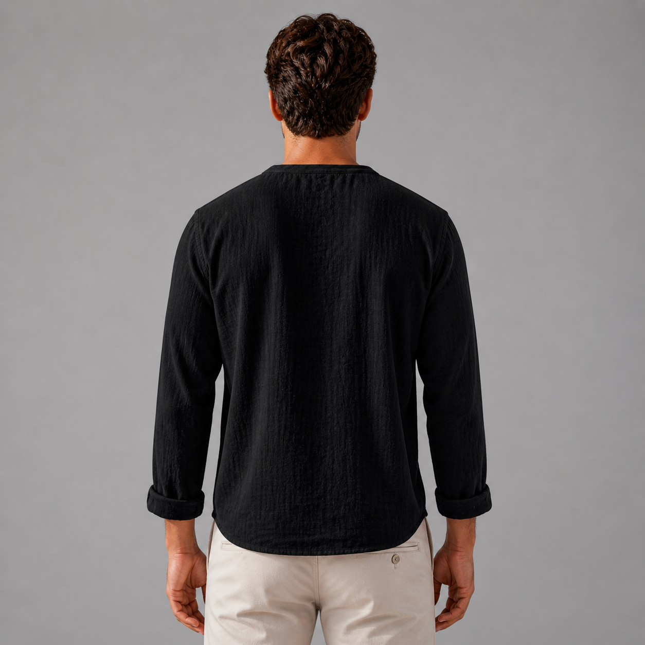 Men’s Linen V‑Neck Shirt – Riviera Heritage
