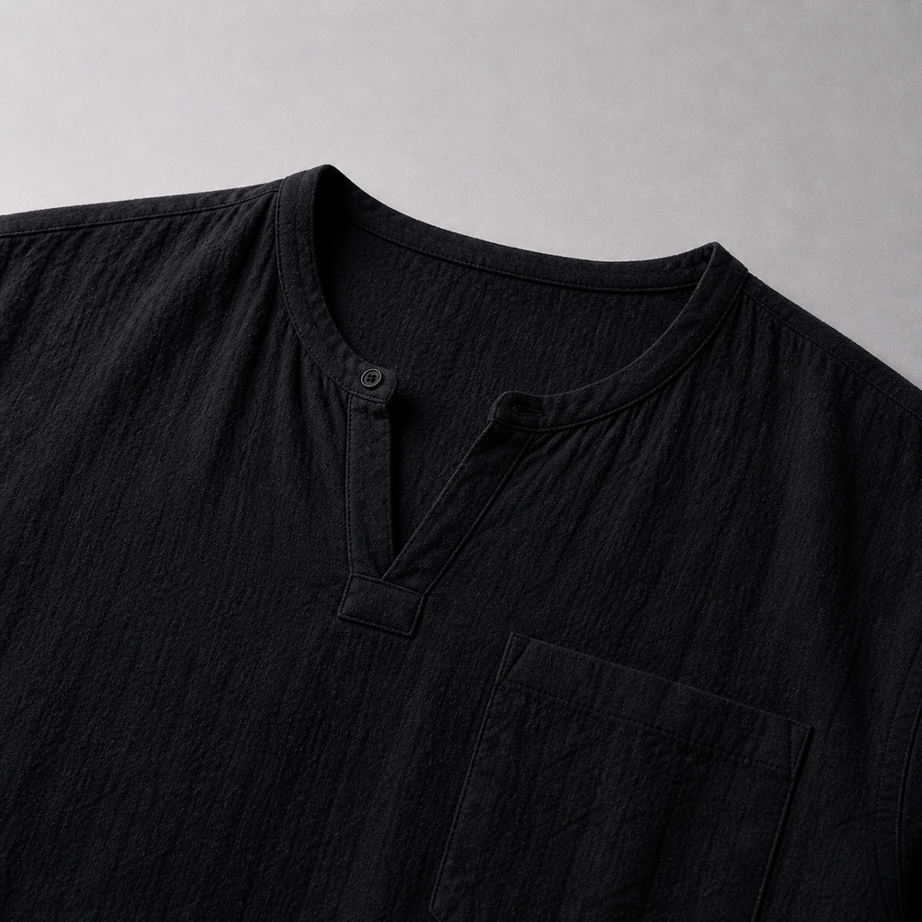 Men’s Linen V‑Neck Shirt – Riviera Heritage