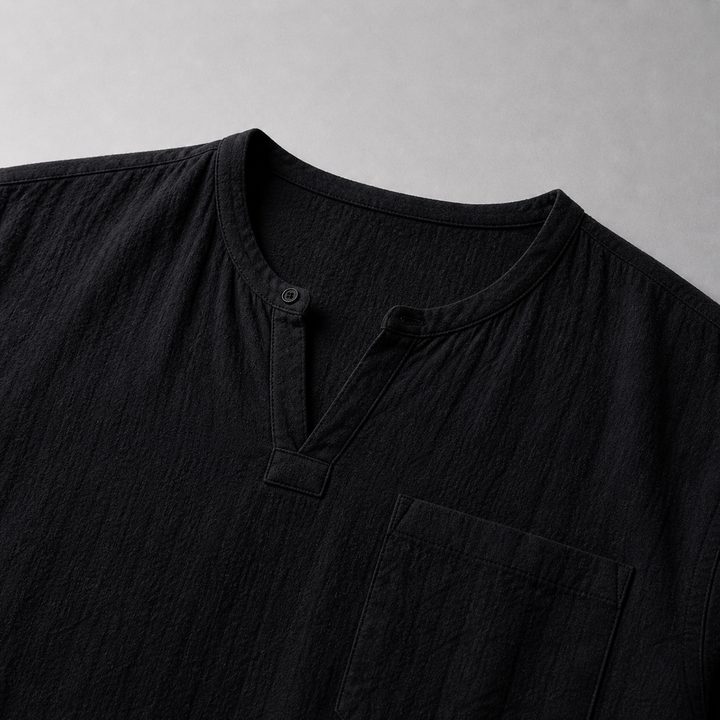 Men’s Linen V‑Neck Shirt – Riviera Heritage