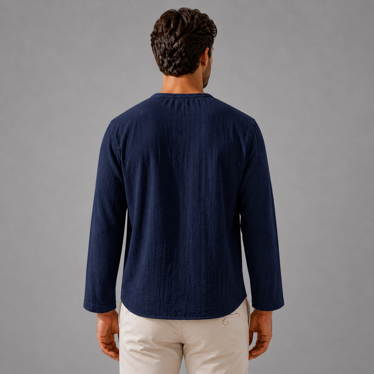 Men’s Linen V‑Neck Shirt – Riviera Heritage