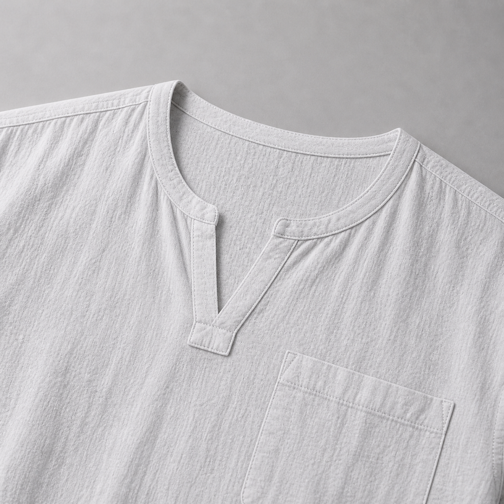 Men’s Linen V‑Neck Shirt – Riviera Heritage