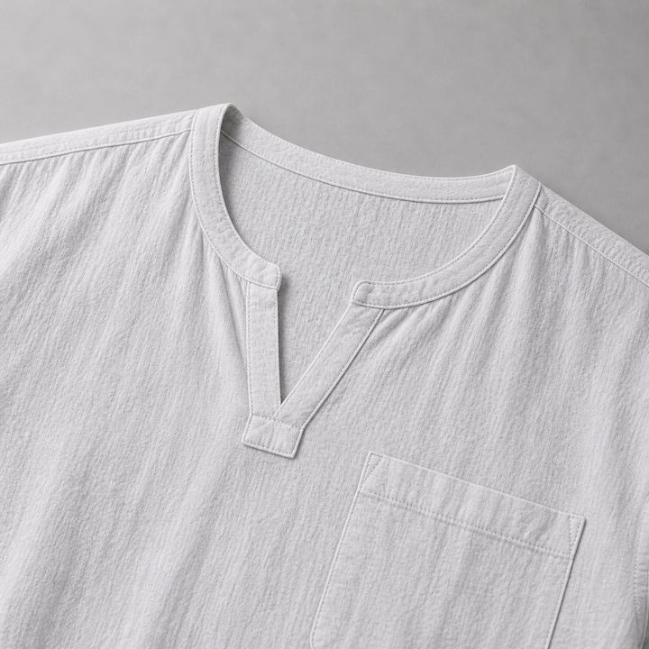 Men’s Linen V‑Neck Shirt – Riviera Heritage