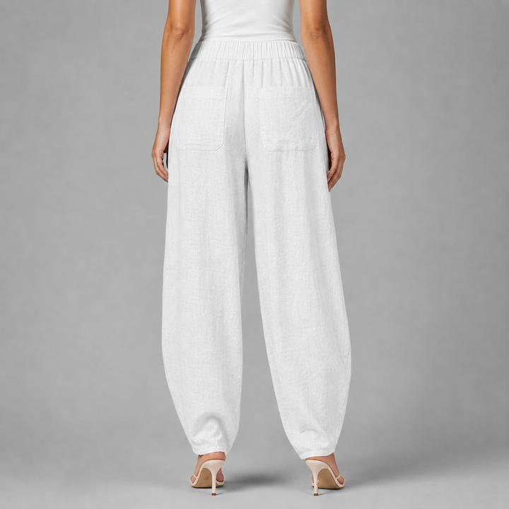 Women’s Loose-Fit Draped Trousers in Soft Cotton Blend