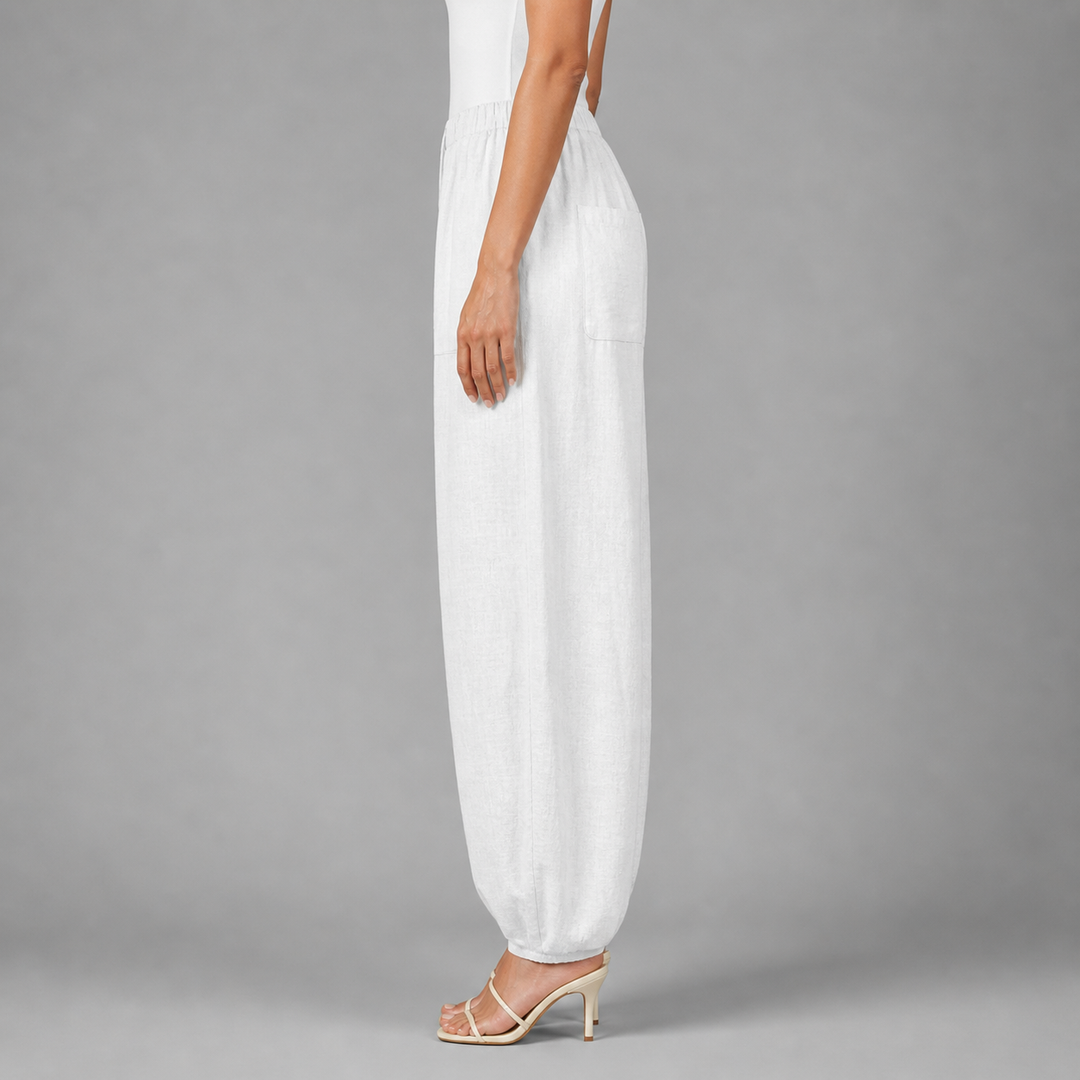 Women’s Loose-Fit Draped Trousers in Soft Cotton Blend