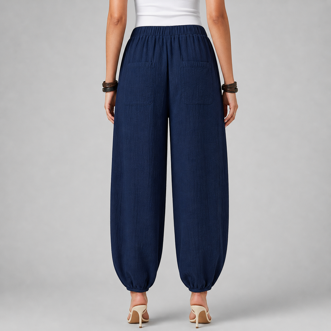 Women’s Loose-Fit Draped Trousers in Soft Cotton Blend
