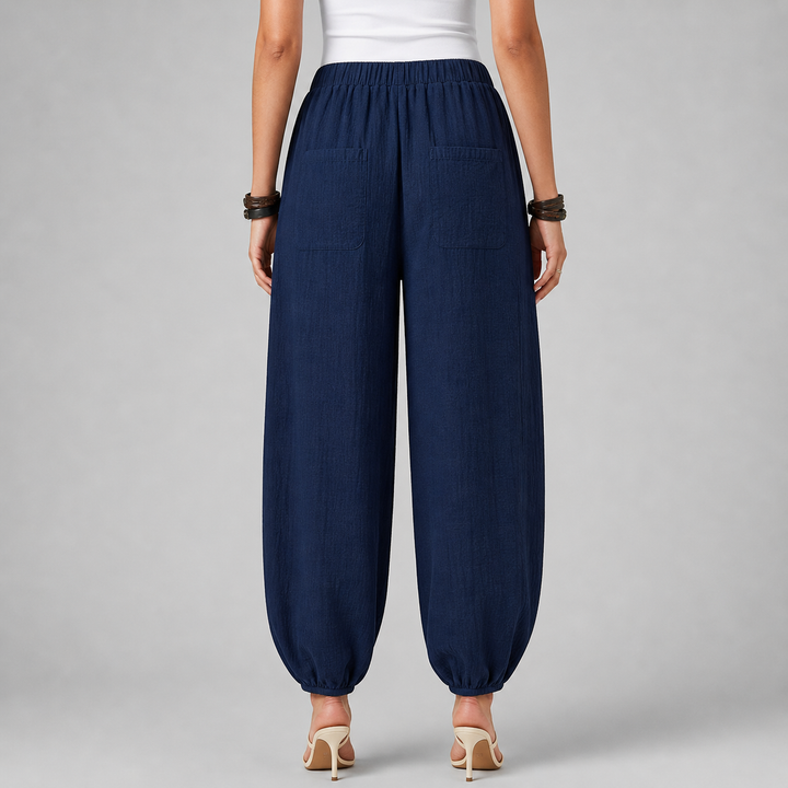 Women’s Loose-Fit Draped Trousers in Soft Cotton Blend