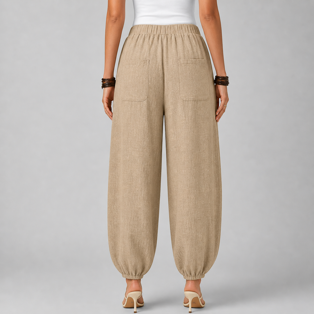 Women’s Loose-Fit Draped Trousers in Soft Cotton Blend