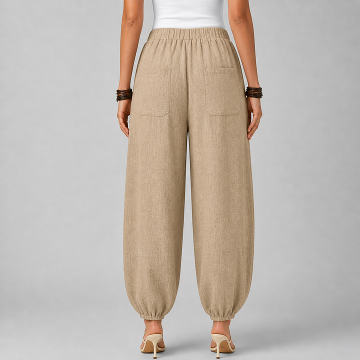Women’s Loose-Fit Draped Trousers in Soft Cotton Blend
