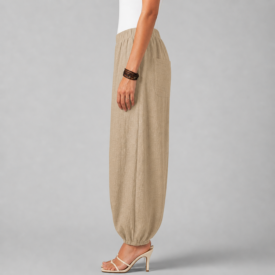 Women’s Loose-Fit Draped Trousers in Soft Cotton Blend
